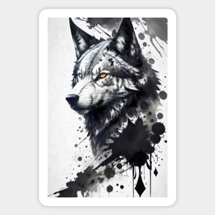 Ink Style Wolf Magnet